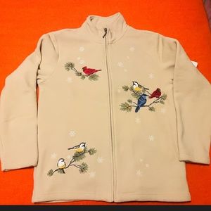 Vintage Traditions Country Collection winter festive birds fleece jacket NWT